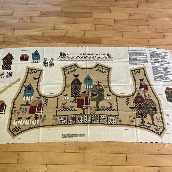 Birdhouse Bungalow Vest Fabric Panel - Picture 2 of 7